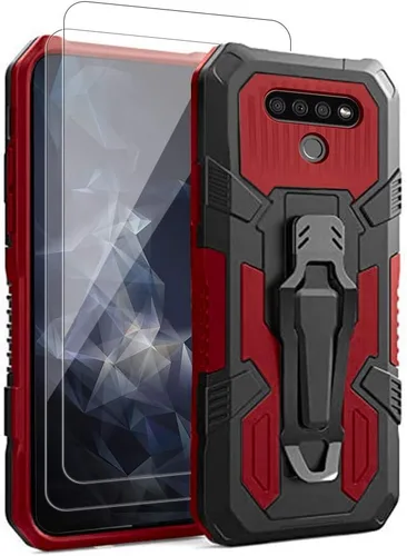 Vista 8 de Funda protectora resistente para LG K51, con protector de pantalla de vidrio templado [paquete de 2] resistente grado militar de 15 pies probada