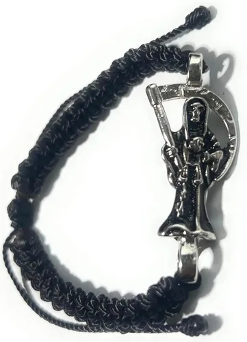 Vista 8 de Pulsera Hilo Negro Pulsera Roja de hilo de la Santa Muerte, Nailon,