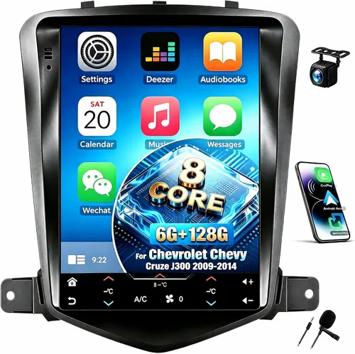 Vista 10 de Audio de alta fidelidad + ecualizador: 4Core 2G+64G para Chevrolet Chevy Cruze J300 2009-2015 Radio estéreo de coche, Android 13 9.7 pulgadas HD