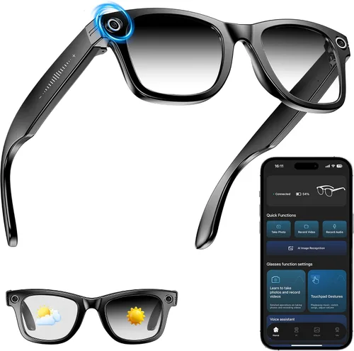 Vista 7 de Lentes de cámara inteligente AI para hombres y mujeres, fotografía 4K, grabación de video HD de 1080P, traducción en tiempo real, audio de oído