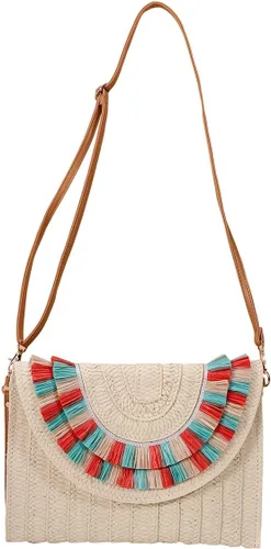 Vista 7 de Bolso cruzado de paja para mujer, bolso de playa de verano