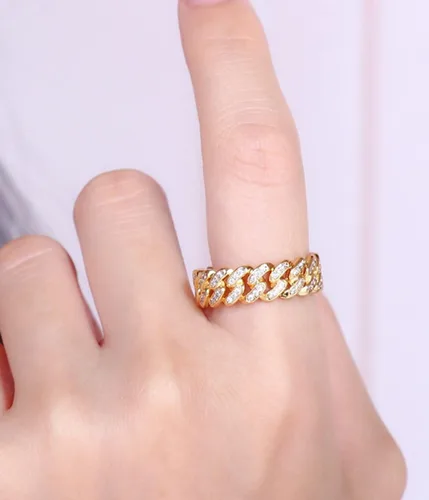 Vista 5 de Tanyoyo Anillos de cadena de eslabones cubanos de banda ancha de 0.276 in para mujeres y niñas, regalo del día de la madre