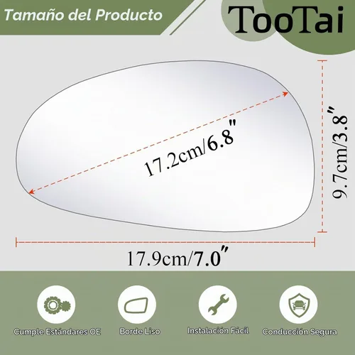 Vista 4 de Espejo lateral del conductor, compatible con vehículos Ford, Mustang 1994-2004, sin calefacción, sin placa trasera