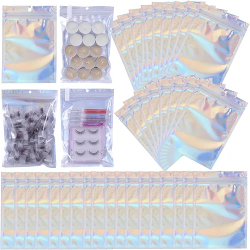 Vista 3 de 350 bolsas de Mylar para almacenamiento de alimentos, bolsa de Mylar de 4 x 6 pulgadas con ventana, bolsas resellables negras para pequeñas