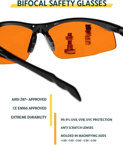 Vista 8 de Gafas de seguridad bifocales SB-9000 con lentes naranjas