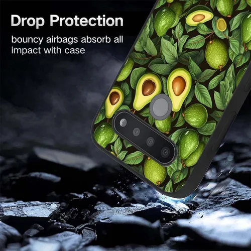 Vista 2 de Funda protectora duradera para LG Stylo 6 para LG Stylo 6 2020 6.8 pulgadas, diseño de hojas de aguacate