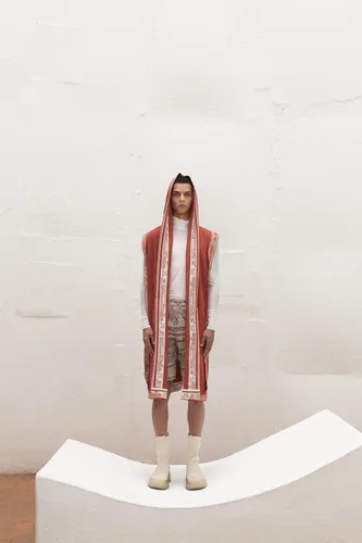 Vista 8 de CHEKANKA SAN Chaleco unisex KAN IvoryShedron Chaleco oversize de diseño mexicano con raíces étnicas