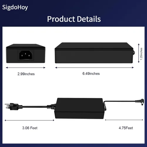 Vista 5 de Cargador de 180 W compatible con Asus Rog Zephyrus G14 GA401 G15 GA502, Tuf Gaming F15 F17 A15 A17 FX505, Zenbook Pro 14 Duo Laptop