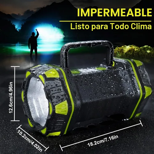 Vista 5 de Linterna LED para camping, linterna recargable, portátil, súper brillante, luz de emergencia al aire libre, lámpara de búsqueda impermeable