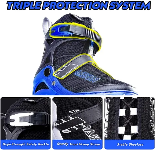 Vista 5 de PAPAISON Patines en línea ajustables para niños y adultos con ruedas completamente iluminadas, patines de ruedas para exteriores para niñas y niños