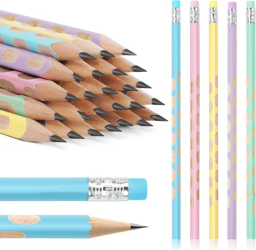 Vista 10 de Ainiv Lápices degradados #2 HB, 12 lápices de grafito macaron con borrador, perfectos para niños, adultos, escuela, oficina, recuerdos de boda