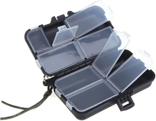 Vista 4 de INOOMP Caja de almacenamiento rosa para accesorios de pesca con mosca, caja de aparejos de pesca de plástico, 9 compartimentos