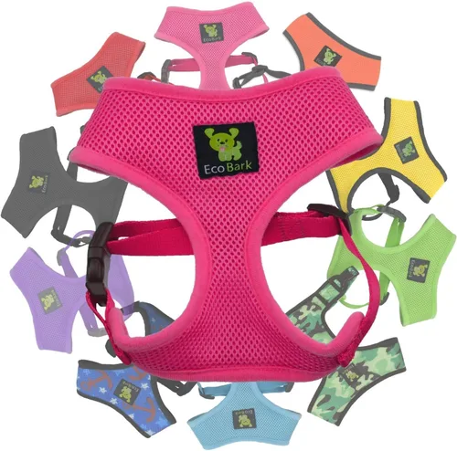 Vista 19 de EcoBark Arnés para perro - Arnés de máxima comodidad ecológico - Lujoso chaleco de malla suave - Arnés sobre la cabeza sin tirones ni