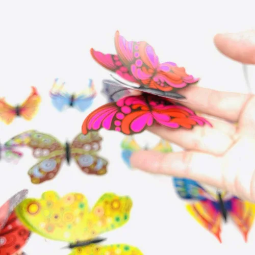Vista 5 de Imanes de mariposa 3D de PVC para nevera, imanes de nevera, calcomanías de pared con imán para decoración de pared, decoración artística