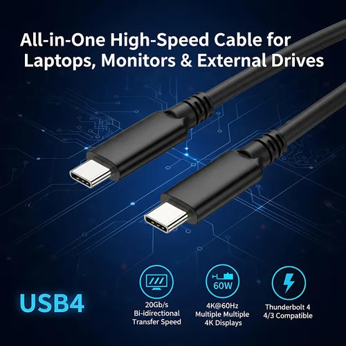 Vista 4 de Cable de enlace USB 4.0 a USB C (16.5 pies), cable USB C de carga rápida de 20 Gbps 100 W, pantalla HD de 8K, compatible con Oculus/Meta Quest