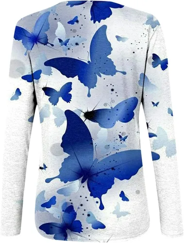 Vista 2 de Blusa casual de manga larga con estampado de media cremallera para mujer