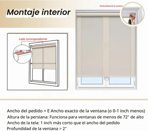 Vista 5 de AOSKY Persianas enrollables sin cordones para ventanas que filtran la luz, pantalla solar semitransparente, con 5% de apertura, protección UV