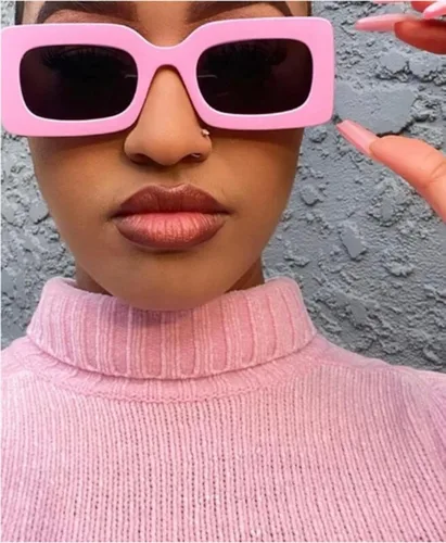 Vista 3 de JUDOO Gafas de sol rectangulares retro para mujer lentes ovaladas marco cuadrado rosa con protección UV400