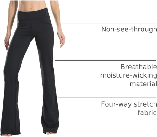 Vista 13 de Safort Pantalones de yoga con entrepierna de 28" 30" 32" 34"más amplios en la parte inferior para botas altas, 4 bolsillos, UPF50+
