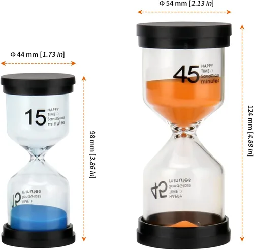 Vista 2 de HOZEON Juego de 8 temporizadores de arena, reloj de arena de plástico con reloj de arena, reloj de arena colorido para aula, oficina, cocina, hogar