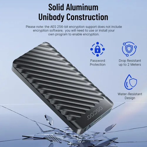 Vista 7 de SSD portátil de 2TB – Unidad de estado sólido externa USB 3.2 Gen 2x2, hasta 2000MB/s, USB-C dual y USB-A, compatible con smartphones, laptops