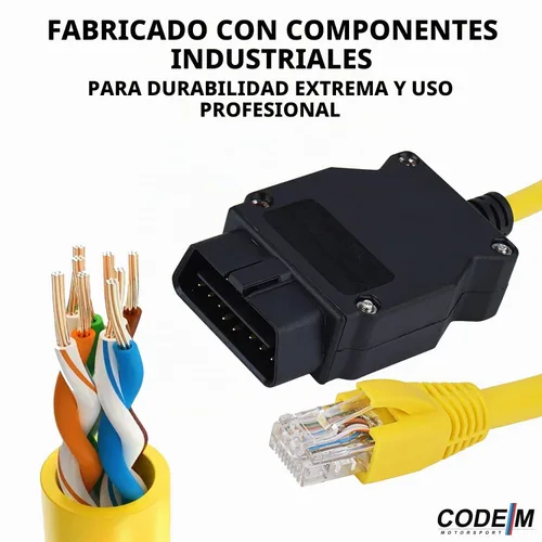 Vista 4 de Reloot ENET OBD2 Cable para BMW Serie F y G – 6.6 pies RJ45 Ethernet a 16 pines OBDII Codificación y Diagnóstico Cable para E-SYS, ISTA+, Bootmod3