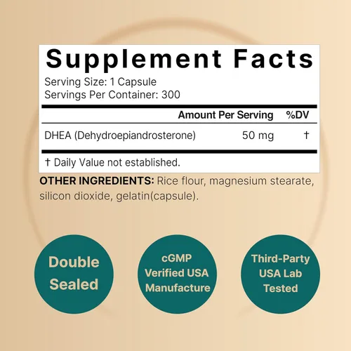 Vista 2 de NatureBell DHEA 50mg para hombres y mujeres, 300 cápsulas Micronizado para una mejor absorción Fuente a base de plantas Apoya la energía