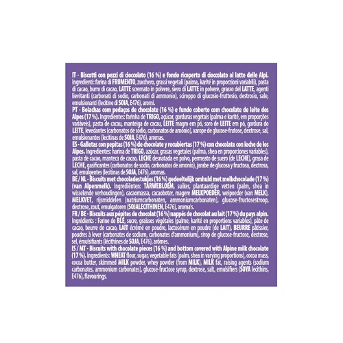 Vista 6 de Milka Mini galletas cubiertas con trozos de chocolate con leche alpino (importado), 3.88 oz