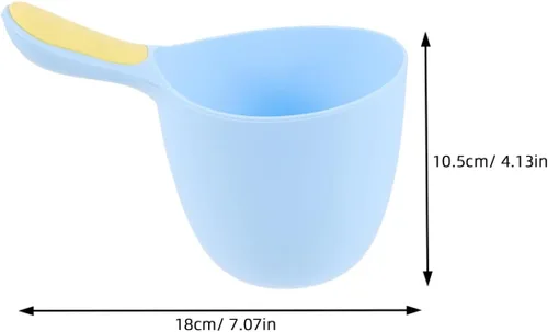 Vista 5 de Paquete de 3 cucharones de agua de plástico de 7.08 x 4.13 x 3.93 pulgadas, tazas de agua multiusos para baño, cabello, champú y cocina, diseño
