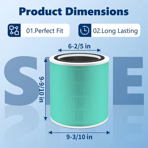 Vista 8 de Filtro de reemplazo para absorbente de toxinas Core 400S para purificador de aire inteligente WiFi LEVOIT Core 400S, Filtro de reemplazo H13 True