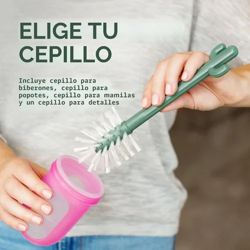 Vista 2 de Boon Juego de repuesto Cacti – Botella, cepillos para pajilla, tetina, detalle – no tóxico, nailon duradero, multicolor, 4