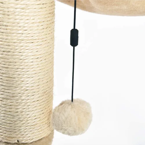 Vista 3 de Amazon Basics - Torre para gatos con hamaca y postes rascadores para gatos de interior, 15.8 x 15.8 x 19.7 pulgadas, beige