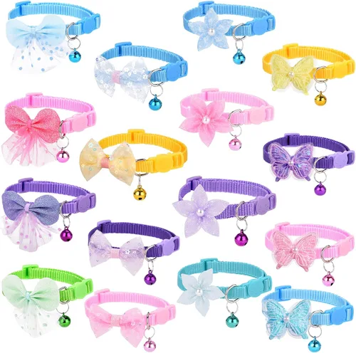 Vista 9 de 16 piezas de collares de gato lindos separables con campana para regalos de gatos machos y hembras