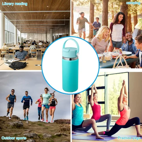 Vista 4 de FLORAPELL Tapa compatible con Hydro Flask de boca ancha de 12, 16, 18, 20, 32, 40 onzas, tapa abatible de repuesto con mango de correa flexible