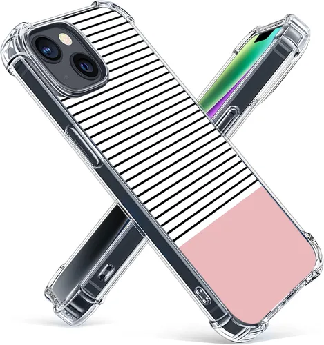 Vista 14 de Funda de protección contra caídas para iPhone 14 Plus de 6.7", oro rosa Negro Retro Juego