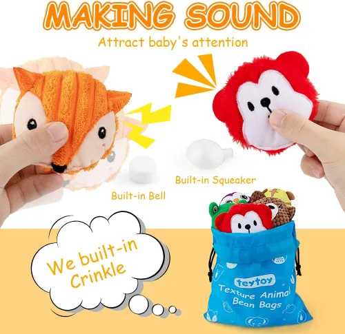 Vista 4 de teytoy Bolsitas Sensoriales para Niños Paquete de 10, Bolsitas Sensoriales con Textura, Juguetes Sensoriales para Autismo, Juguetes Sensoriales