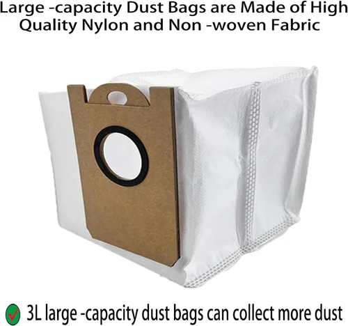 Vista 4 de Bolsas antipolvo de repuesto para iHome AutoVac Nova autovacías/Ultenic T10 / AIRROBO T10+ / Neabot NOMO N2 accesorios para bolsas de vacío