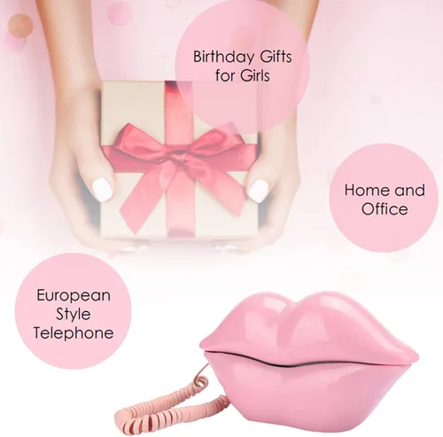 Vista 2 de Zunate Teléfono decorativo del labio, teléfono fijo de escritorio para la oficina en casa, estilo europeo creativo