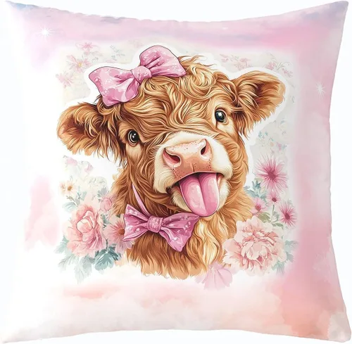 Vista 16 de Pack of 1 Daisy Florals Throw Pillow Cover,Cartoon Wildflowers Square Cushion Case Set Retro Country Style Decor Throw Porch Pillow Cases for Living