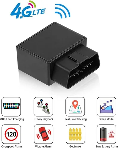 Vista 2 de Rastreador GPS para vehículos, enchufe 4G OBD2, ubicación en tiempo real