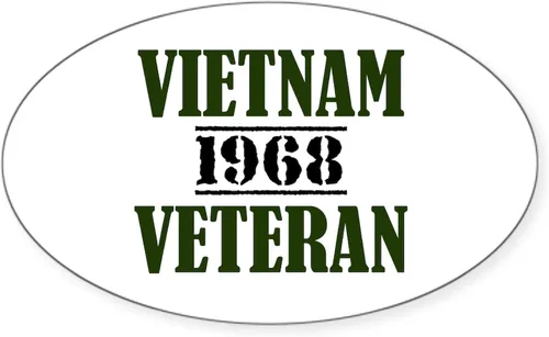 Vista 4 de CafePress Adhesivo ovalado para parachoques de coche de veterano 68 de Vietnam