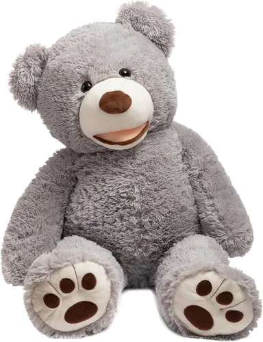 Vista 5 de HollyHOME Oso de peluche gigante de peluche con huellas para niños y novia, 39 pulgadas, color gris