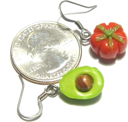 Vista 2 de Making Salsa - Pendientes de tomate y aguacate - Tiny Food Jewelry
