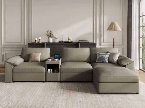 Vista 58 de EASE MOOSE Sofá modular seccional, sofá en forma de U para sala de estar Beige