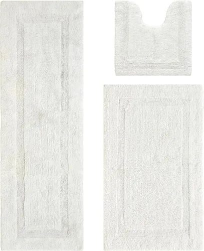 Vista 575 de Better Trends - Juego de 2 alfombras de baño 100% algodón, extra suaves, con borlas, de 17" x 24", alfombra de baño superabsorbente y reversible