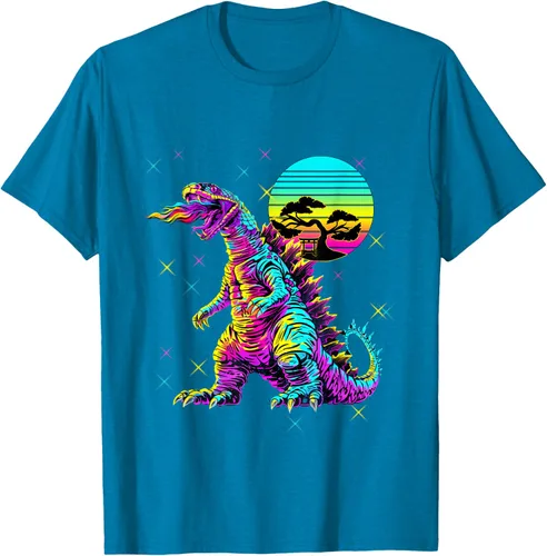 Vista 7 de Cool Streetwear synthwave 80s 90s retro anime snakezilla camiseta, Negro