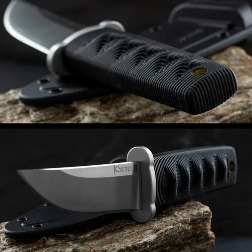 Vista 7 de Cold Steel Kyoto II 3-3/8" Cuchillo de hoja fija de acero inoxidable 8Cr13MoV compacto y duradero con punta de gota para uso al aire libre y caza