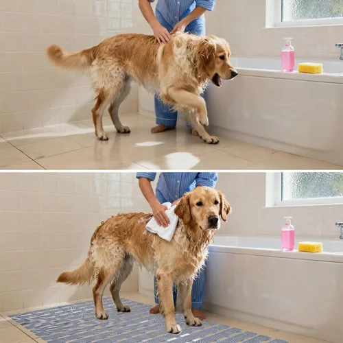 Vista 4 de Tapete antideslizante para bañera y ducha, tapete antideslizante para perros y mascotas, tapete de baño para bañera, tapete de baño de 27.5 x 15.7