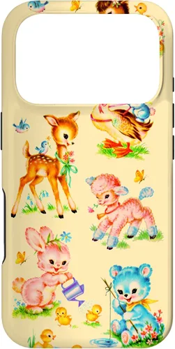 Vista 30 de Vintage Baby Animals Nursery 50's Retro Yellow Case for iPhone 17