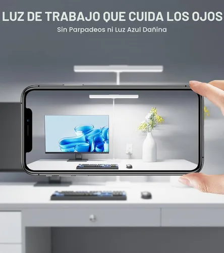 Vista 4 de Lámpara de escritorio LED para oficina en casa con base, luz de escritorio Blanco
